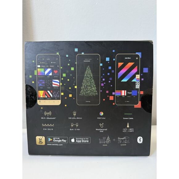 Twinkly Strings Green Wire Christmas Lights, Multicolor, 100 RGB LED, 26.2ft - Picture 2 of 9